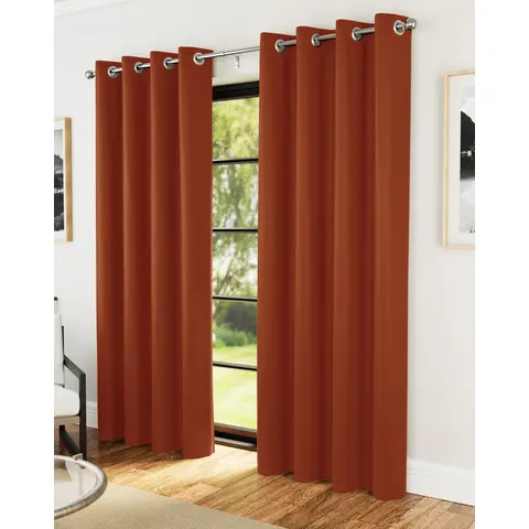 Supersoft Eyelet Curtains – Orange – 421681 – image 1