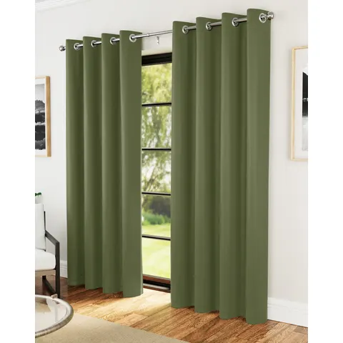 Supersoft Eyelet Curtains – Olive – 421742 – image 1