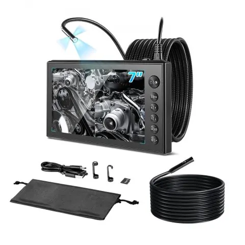 VEVOR Caméra Endoscopique Endoscope Triple Objectif IPS HD 7 pouces Double Câble – image 1