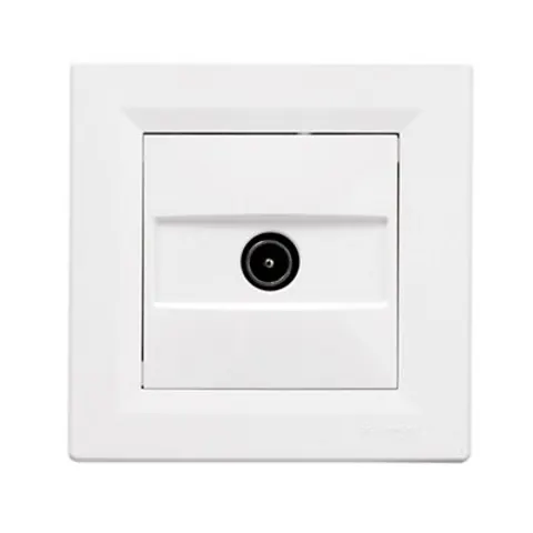 Prise TV simple complète Schneider Electric Asfora blanc – image 1