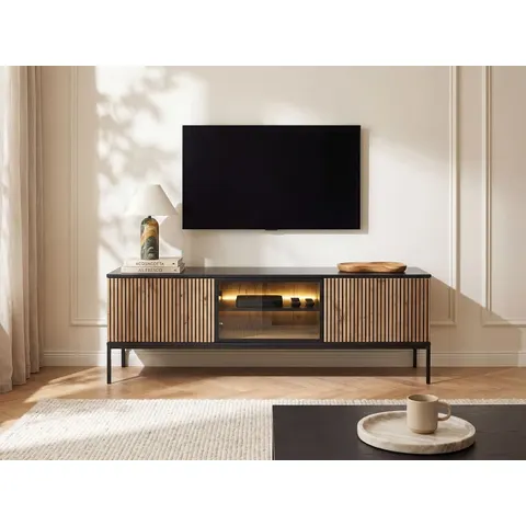 vente-unique.com Meuble tv mdf noir 153x56x39cm – image 1