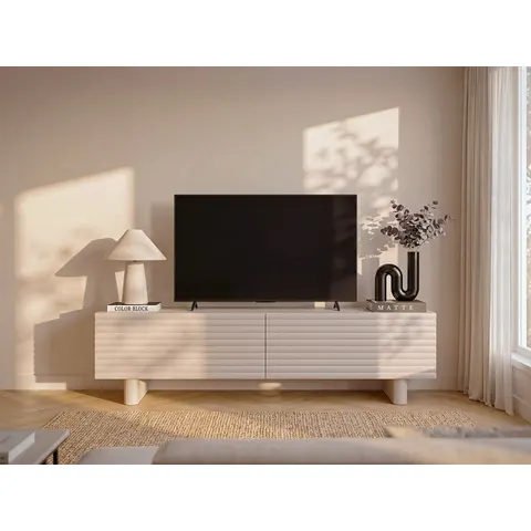 vente-unique.com Meuble tv mdf beige 150x46x37cm – image 1