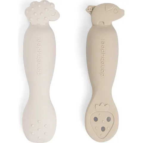 Done By Deer Tiny Farm Oefen Lepel Set - Sand – afbeelding 1