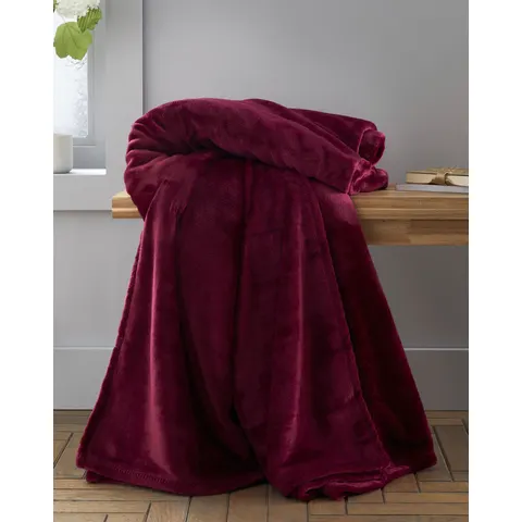 Raschel Velvet Throw – RED – image 1