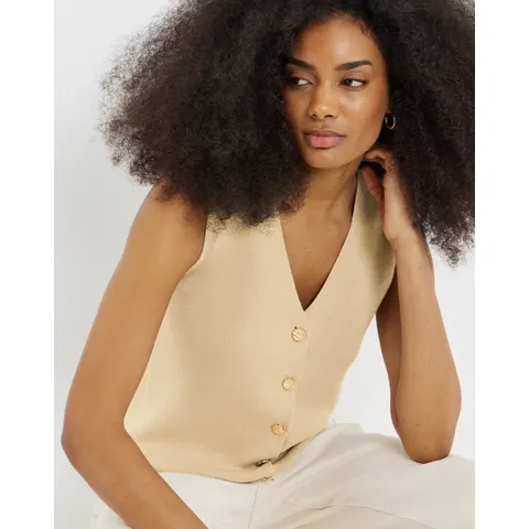 Vila Button Glitter Vest – image 1