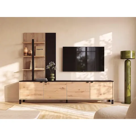 vente-unique.com Mur tv mdf noir 208x167x40cm – image 1