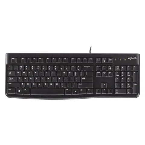 Logitech K120 Wired Business Keyboard for Windows or Linux, USB Plug-and-Play, Full-Size, Spill Resistant, Curved Space Bar, PC/Laptop, QWERTY UK Layout - Black – image 1