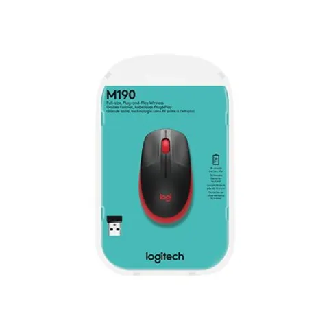 Logitech Mysz M190 czerwona – zdjęcie 1