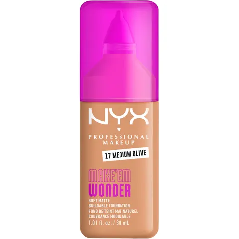 NYX PROFESSIONAL MAKEUP Make Em Wonder Foundation 17 Medium Olive – 30 ml – zdjęcie 1