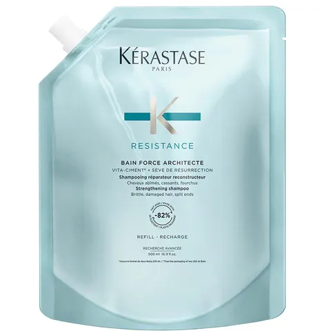 Kérastase Bain Force Architecte Champú Reconstructor Cabello Dañado 500mL Recarga – imagen 1