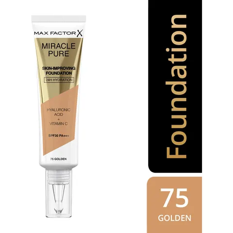 Max Factor Miracle Pure Skin Improving Foundation 75 Golden – 30 ml – zdjęcie 1