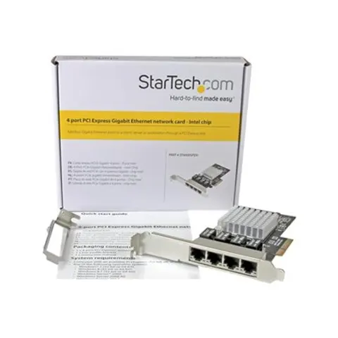 StarTech.com 4 Port PCIe Network Card - RJ45 Port - Intel i350 Chipset - Ethernet Server / Desktop Network Card - Dual Gigabit NIC Card (ST4000SPEXI) – image 1