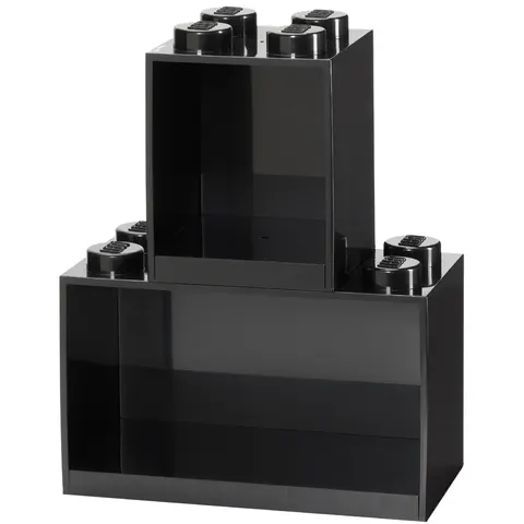 2 étagères superposables en forme de brique LEGO - Noir – image 1