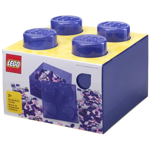 LEGO Storage Brick 4 Top Lid Glitter Violet – image 1