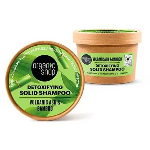 Organic Shop Detoxifying Solid Shampoo Volcanic Ash Bamboo 60 g – imagen 1