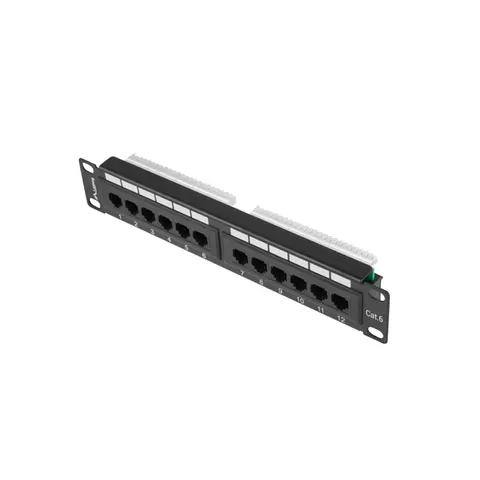 LANBERG 10" Patchpanel 1U 12-Port CAT.6 UTP schwarz – Bild 1