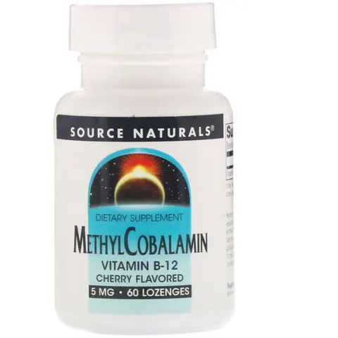 Source Naturals, MethylCobalamin, Cherry, 5 mg, 60 Lozenges – image 1
