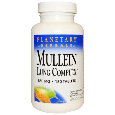 Planetary Herbals, Mullein Lung Complex, 850 mg, 180 Tablets – image 1
