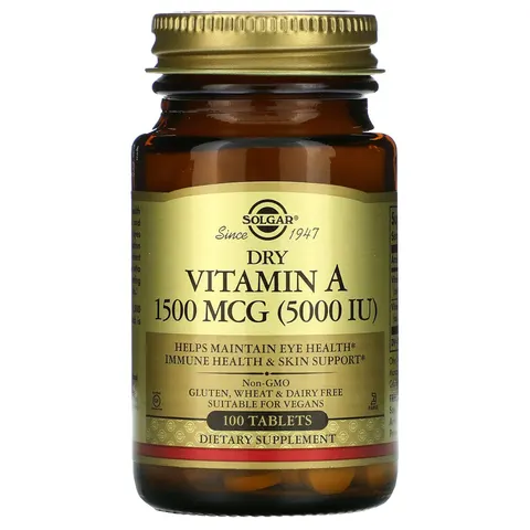 Solgar Dry Vitamin A 5000 iu 100 Tabs – imagen 1