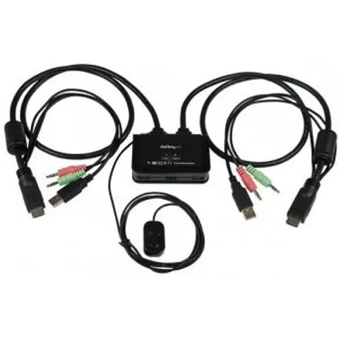 StarTech.com 2 Port USB HDMI Cable KVM Switch with Audio and Remote Switch USB Powered – image 1