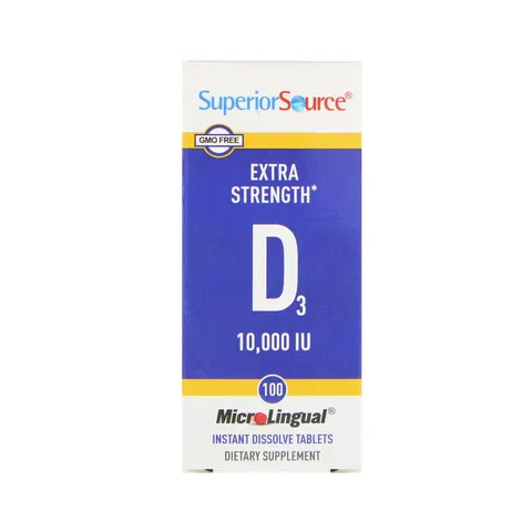 Superior Source, D3, Extra Strength, MicroLingual, 250 mcg (10,000 IU), 100 Tablets – image 1