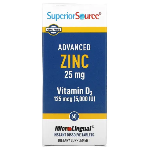 Superior Source, Advanced Zinc, Vitamin D3, 60 MicroLingual Instant Dissolve Tablets – image 1