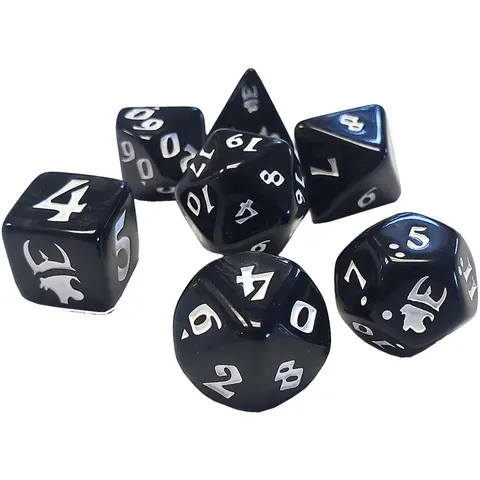 Munchkin Polyhedral Dice Set Black/White - Steve Jackson Games – afbeelding 1