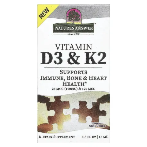Nature's Answer Vitamin D3 & K2 Liquid Drops Lemon - 15ml – image 1