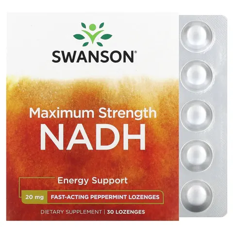 Swanson, Maximum Strength NADH, Peppermint, 20 mg, 30 Lozenges – image 1
