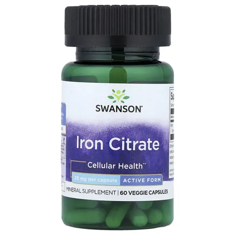 Swanson Vitamins, Iron Citrate, Active Form, 25 mg, 60 Veggie Capsules – image 1