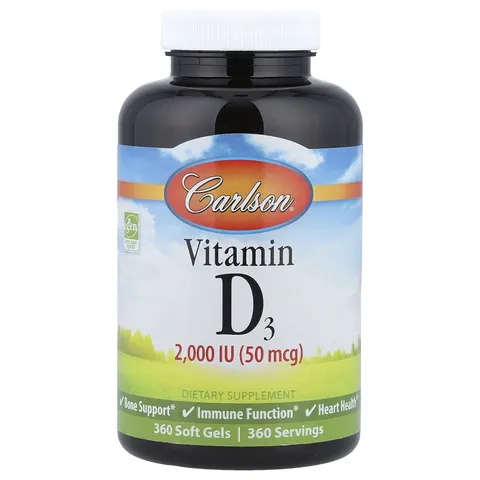 Carlson Labs, Vitamin D3, 2000 IU, 360 Soft Gels – image 1