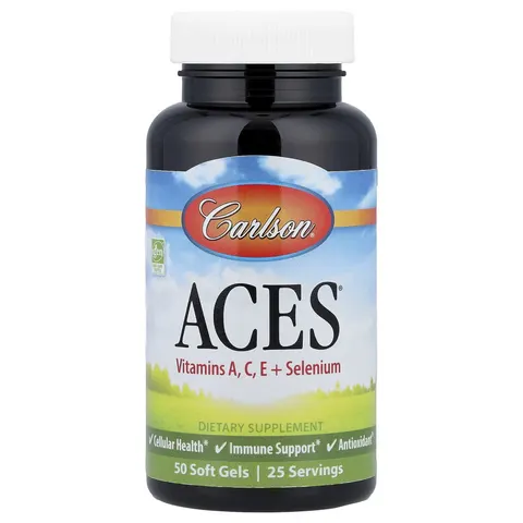 Carlson, ACES, Vitamins A, C, E + Selenium, 50 Soft Gels – image 1