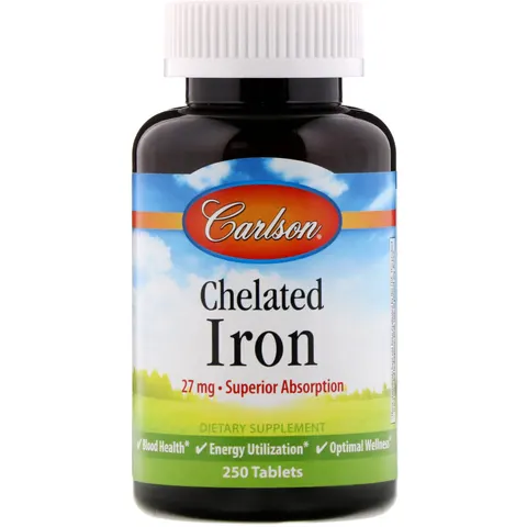 Carlson Labs, Chelated Iron, 27 mg, 250 Tablets – image 1