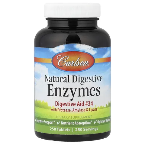 Carlson, Natural Digestive Enzymes, 250 Tablets – image 1