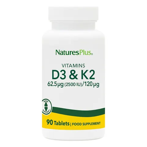 NaturesPlus Vitamin D3 2500Ui+Vit K2 120Mcg 90 Tablets – image 1