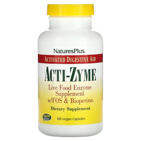 NaturesPlus, Acti-Zyme, 180 Vegan Capsules – image 1