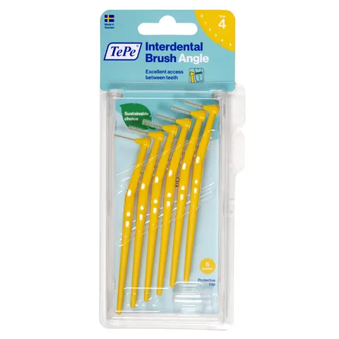 Tepe Angle Yellow Blister - Interdental Brush Brushes Pack 6 Per - tepe interdental angle brush brushes pack 6 yellow per – image 1