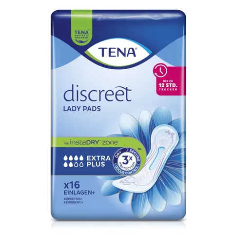 TENA LADY PADS discreet EXTRA PLUS EINLAGEN+ 6X16 St Binden – Bild 1