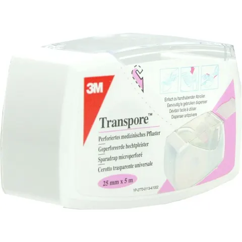 Transpore 2,5 cmx5 m Pflaster auf Abroller – Bild 1
