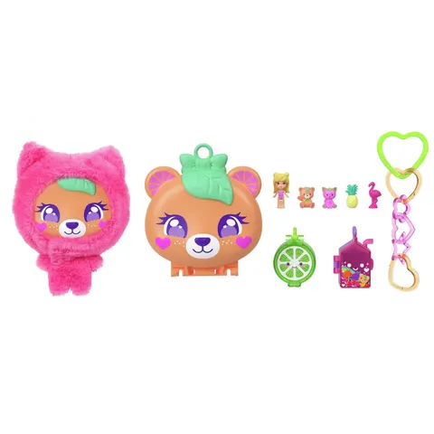 Polly Pocket Plushie Bear Compact Doll & Keychain Playset – image 1