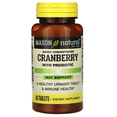 Mason Natural, Cranberry with Probiotic, Highly Concentrated, 60 Tablets – image 1