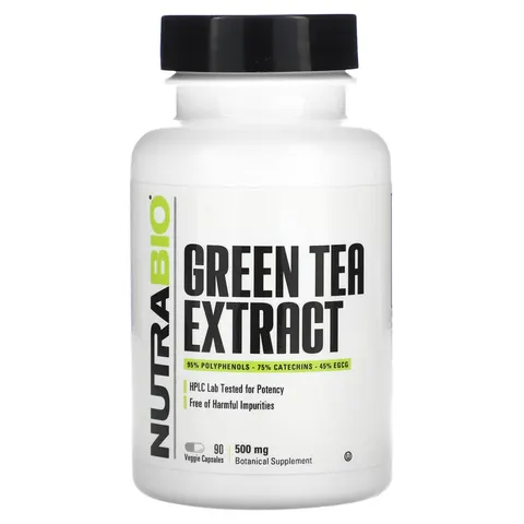 NutraBio, Green Tea Extract, 500 mg, 90 Veggie Capsules – image 1