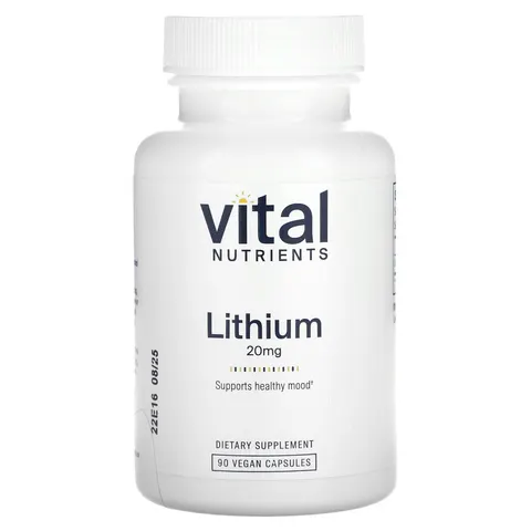 Vital Nutrients, Lithium , 20 mg , 90 Vegan Capsules – image 1