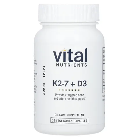 Vital Nutrients, K2-7 + D3, 60 Vegetarian Capsules – image 1