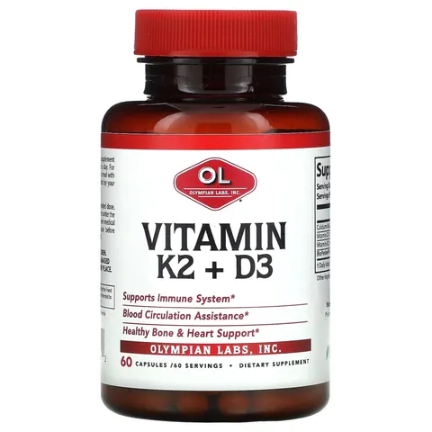 Olympian Labs, Vitamin K2 + D3, 60 Capsules – image 1