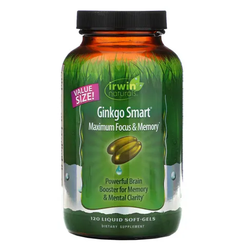 Irwin Naturals, Ginkgo Smart, Maximum Focus & Memory, 120 Liquid Soft-Gels – image 1