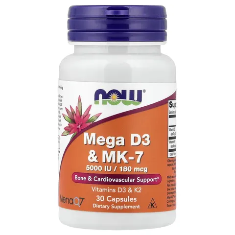 NOW Foods, Mega D3 & MK-7, 30 Capsules – image 1