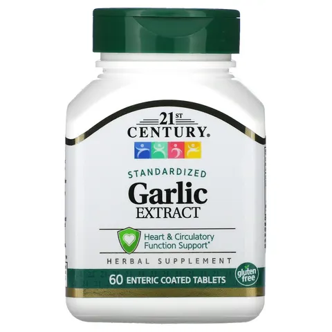 21st Century, Garlic Extract, Standardized, 60 Enteric Coated Tablets – image 1