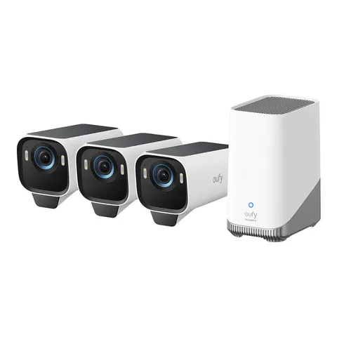 Anker eufy eufyCam S3 Pro 3-Kamera‑Set mit HomeBase S380 Outdoor-Überwachungskamera – Weiß – Bild 1