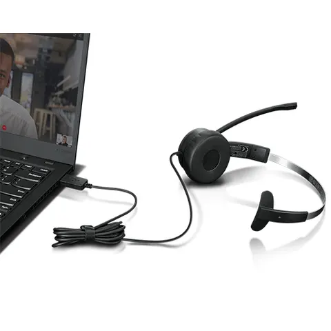 Lenovo 100 Mono USB Headset – Schwarz – Bild 1